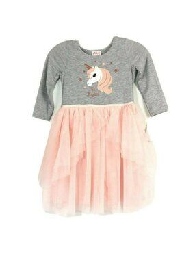 Pinky Girls Ruffle Tutu Unicorn Dress 8 Gray Pink Blush